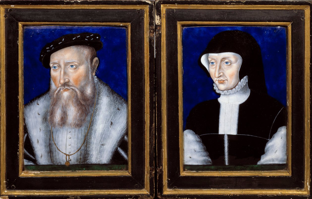 Portrét Clauda de Lorraine (1496-1550), vévody z Guise a Antoinetty Bourbonské Vendome (1494-1583), jeho manželky Enamel maloval Leonard Limosin (1505-1577) 1550 cca. Slunce. 0,25x0,2 m Ecouen, Musee national de la renaissance od Leonard Limosin