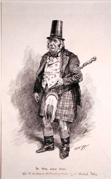 The New John Bull, ilustrace z časopisu Punch, vydáno 26. října 1910 (perem a tuší na papíře) od Leonard Raven Hill
