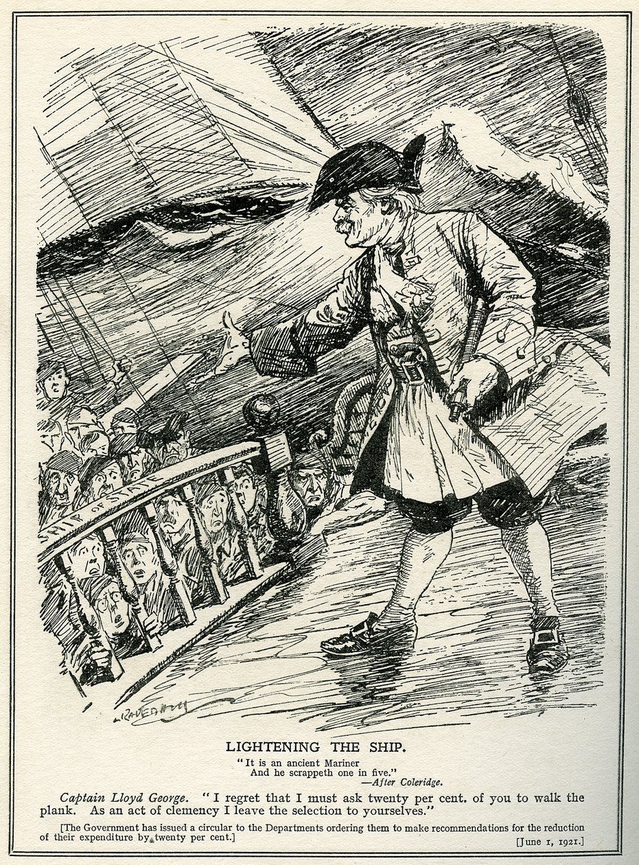 Lloyd George nařizuje vládním úřadům snížit výdaje o dvacet procent, 1921. od Leonard Raven Hill
