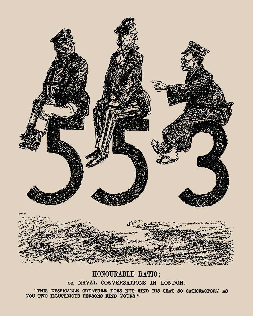 Honorable Ratio aneb Námořní konverzace v Londýně. Punch, 1934. od Leonard Raven Hill