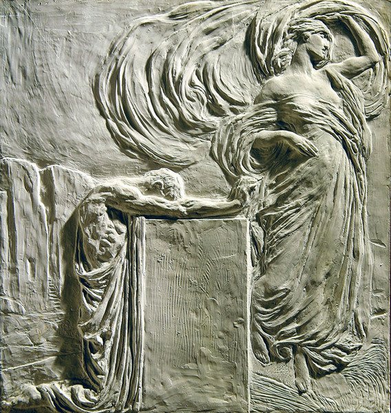 Pohřební deska pro Andre Glades, 1906-8 (sádra) od Leonardo Bistolfi