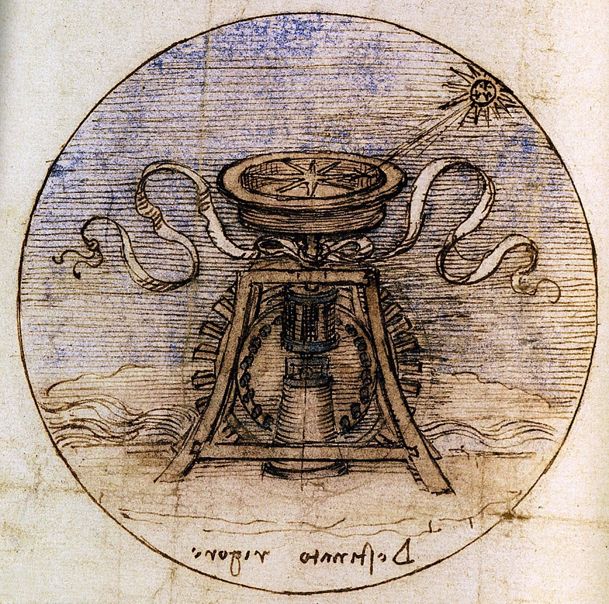 Vodou poháněný kompas od Leonardo da Vinci