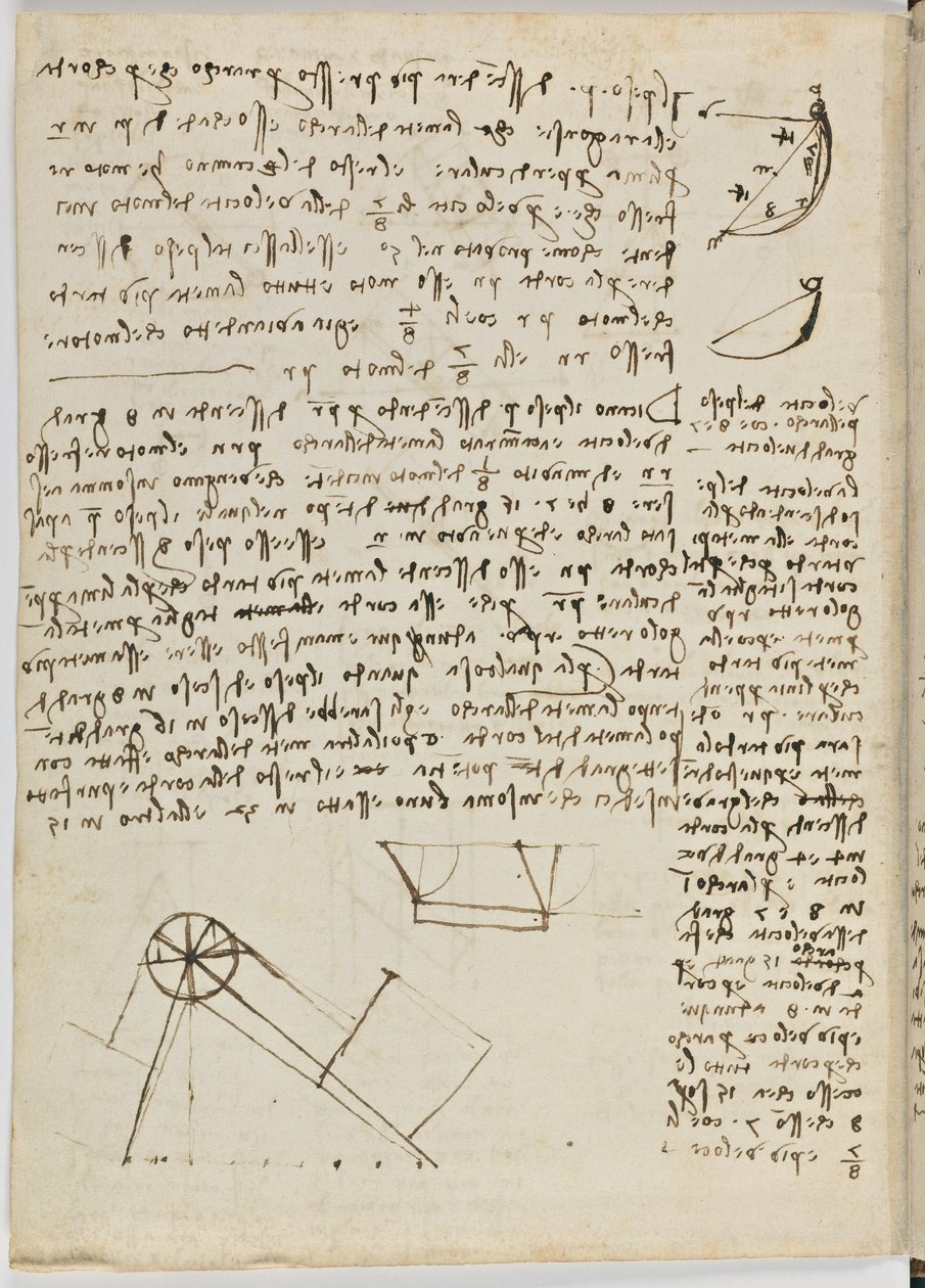 Letový řád ptáků, asi 1505-06, papírový rukopis, cc. 18, list 1 verš od Leonardo da Vinci
