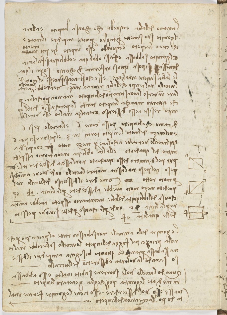 Letový kód ptáků, c. 1505-06, papírový rukopis, cc. 18, list 14 vzadu od Leonardo da Vinci