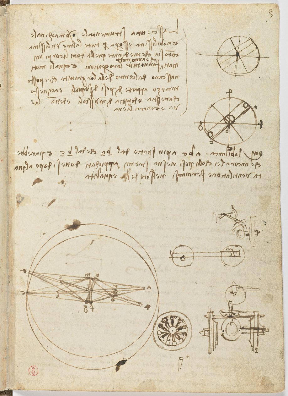 Letový řád ptáků, asi 1505-06, papírový rukopis, cc. 18, list 3 recto od Leonardo da Vinci