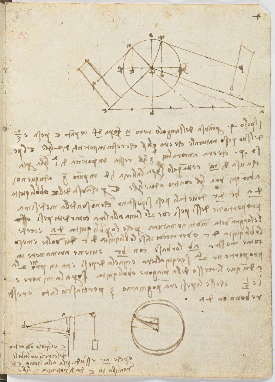 Letový kód ptáků, c. 1505-06, papírový rukopis, cc. 18, list 4 obdél od Leonardo da Vinci