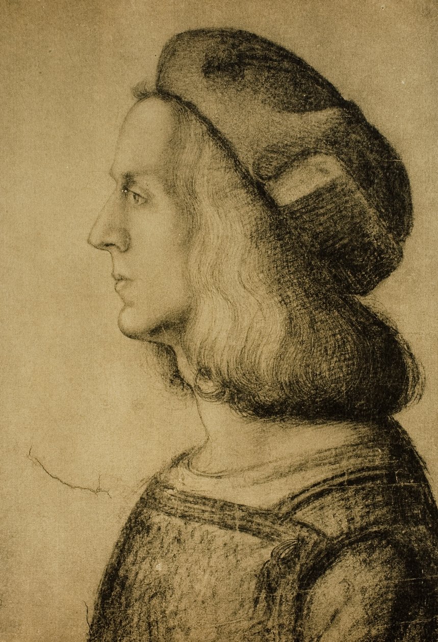 Busta muže z profilu, kresba Leonardo da Vinci. Gabinetto dei Disegni e delle Stampe, Galerie Uffizi, Florencie od Leonardo da Vinci