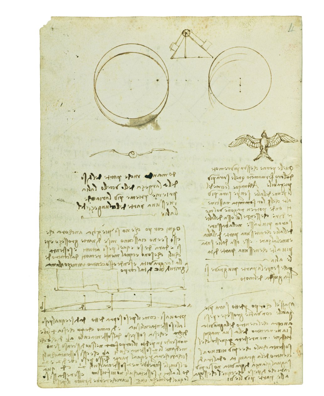 Kodex o letu ptáků, Folio 4 verso od Leonardo da Vinci