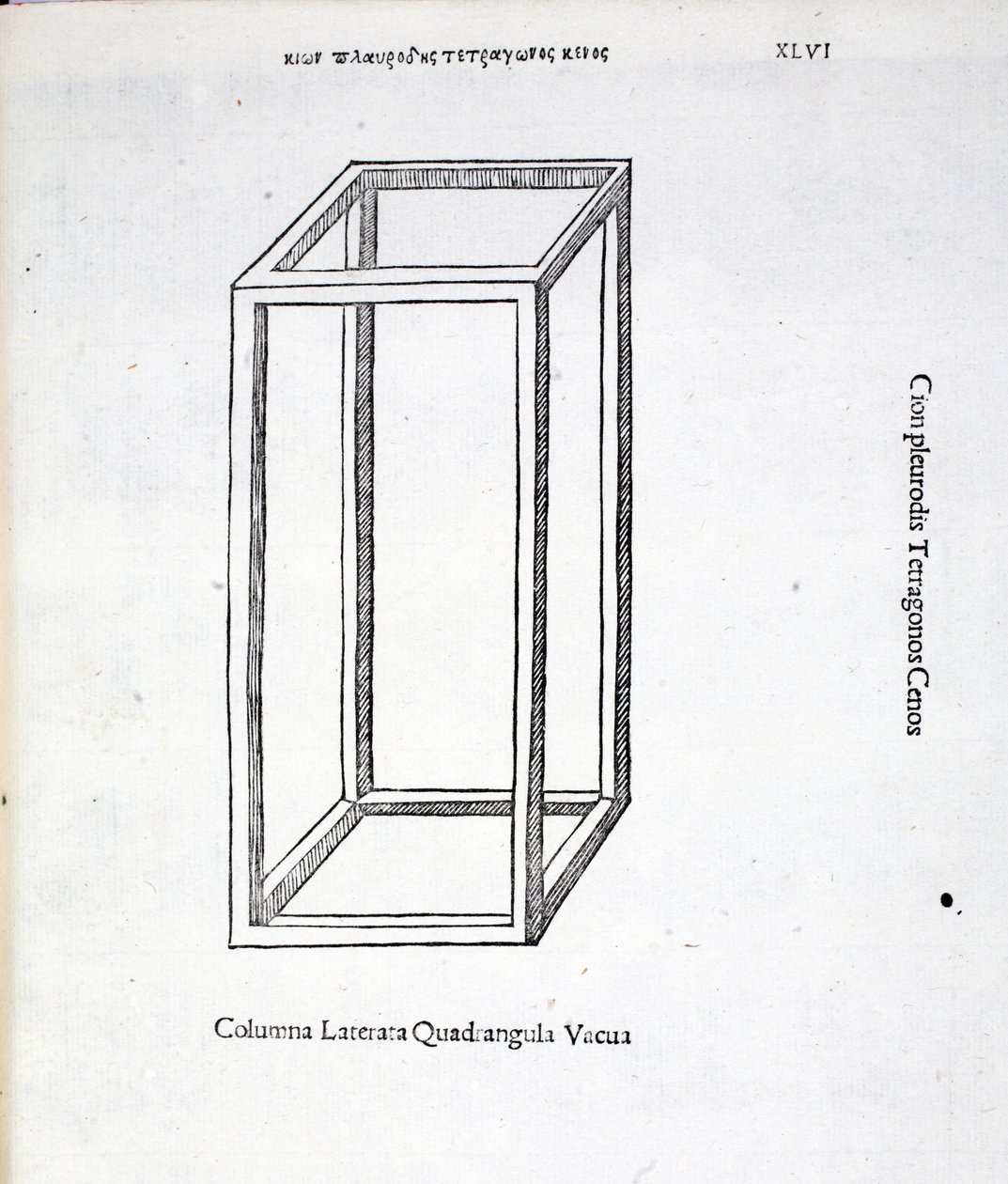 Columna Laterata Quadrangula Vacua, ilustrace z knihy "Divina Proportione" od Luky Pacioliho (asi 1445-1517), původně vyd. Benátky, 1509 od Leonardo da Vinci