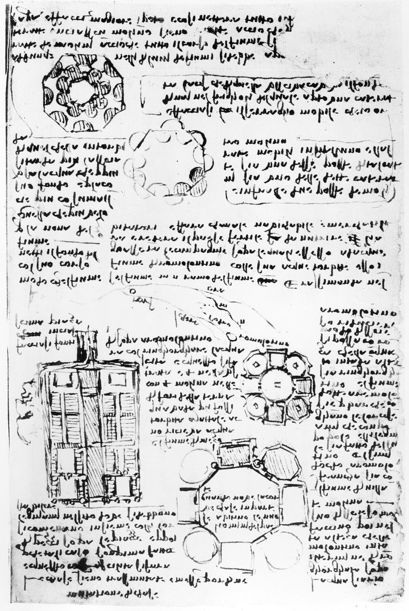 Návrh na palác a park (Romorantin), fol. 270v z Codex Arundel, c.1517-18 od Leonardo da Vinci