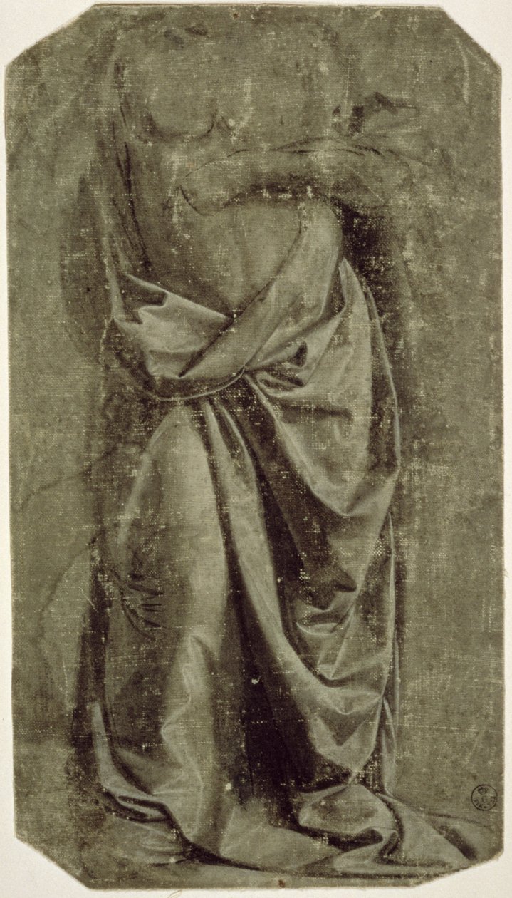 Studie sukna pro stojící postavu při pohledu zepředu, cca 1478-80 (tempera a bílá na plátně) od Leonardo da Vinci