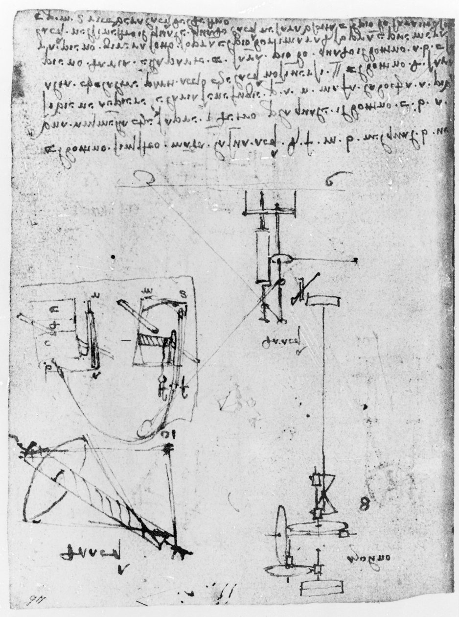 Fol. 46v, z Codexu Forster III, 1480-1494 od Leonardo da Vinci