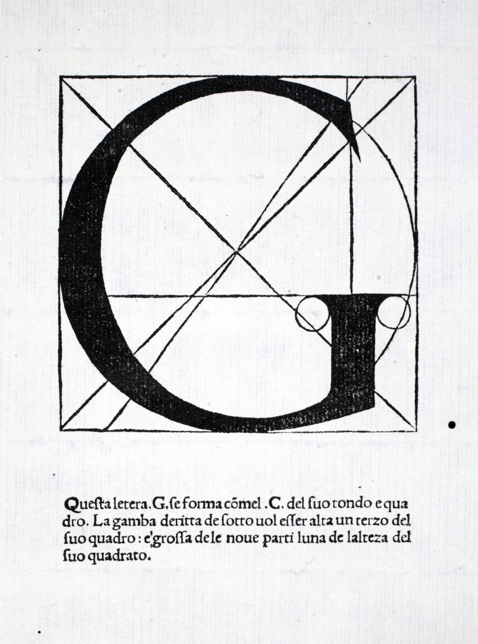 G, ilustrace z knihy "Divina Proportione" od Luky Pacioliho (asi 1445-1517), původně vyd. Benátky, 1509 od Leonardo da Vinci