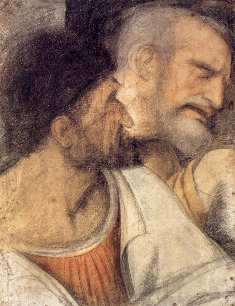 Hlavy Jidáše a Petra od Leonardo da Vinci