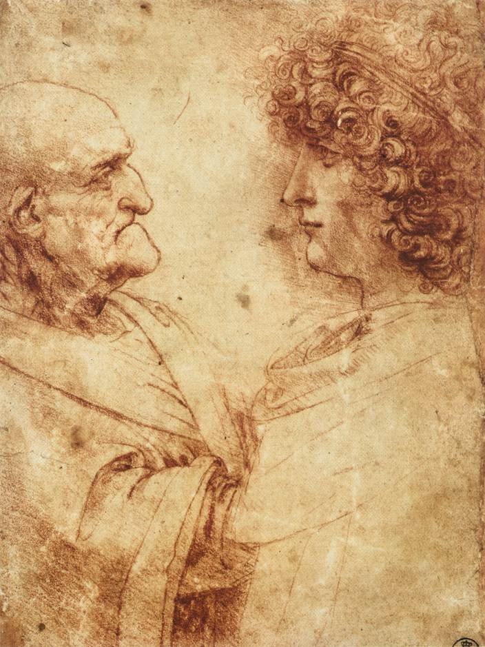 Hlavy starého muže a mladíka od Leonardo da Vinci