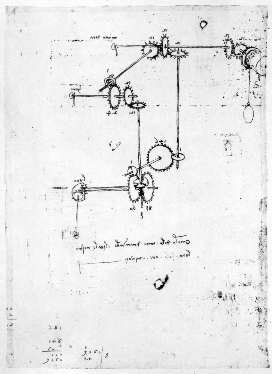 Návrhy strojů, fol. 399v-b (pero a inkoust na papíře) od Leonardo da Vinci