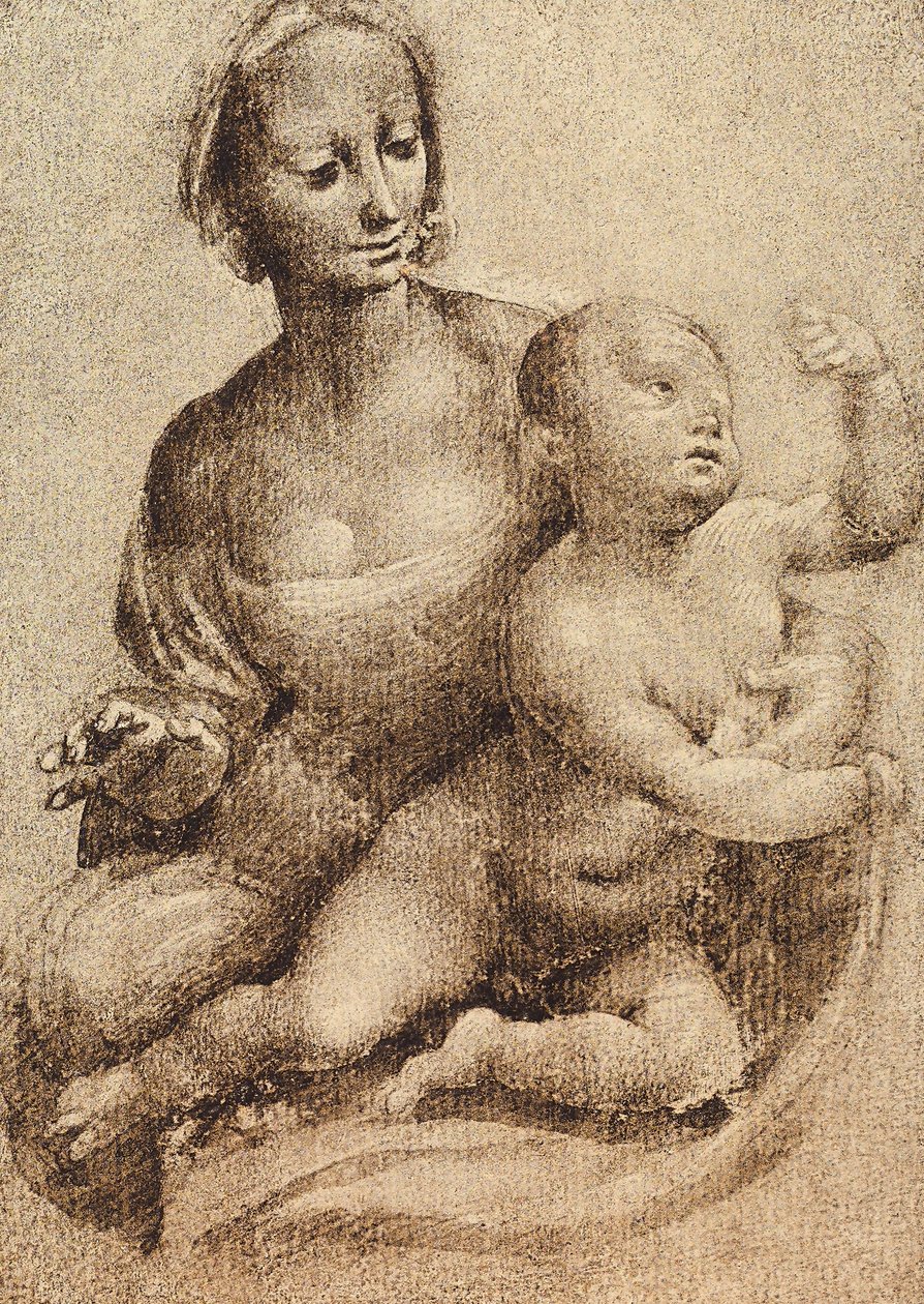 Madonna a dítě, kresba Leonardo da Vinci. Kabinet kreseb a tisků, Galerie Uffizi, Florencie od Leonardo da Vinci