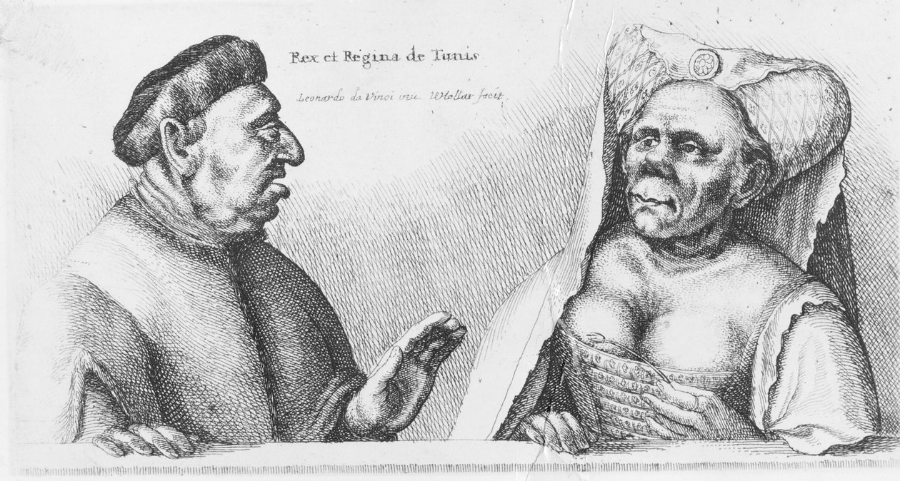 Rex a Regina z Tunisu (křída na papíře) od Leonardo da Vinci