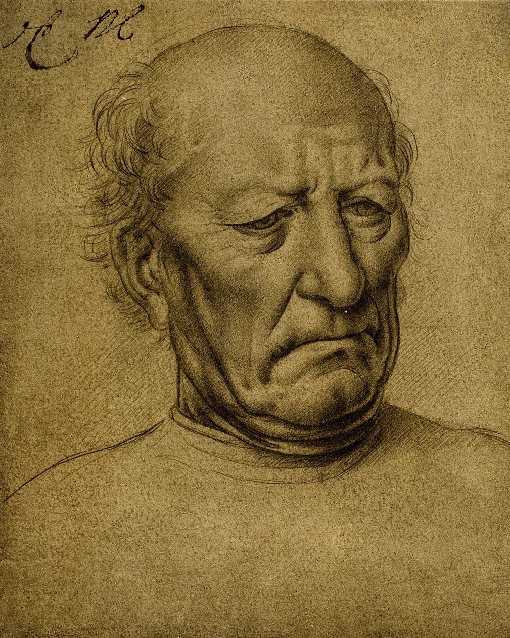 Senilní mužský portrét; kresba Leonarda da Vinciho. Louvre, Paříž od Leonardo da Vinci