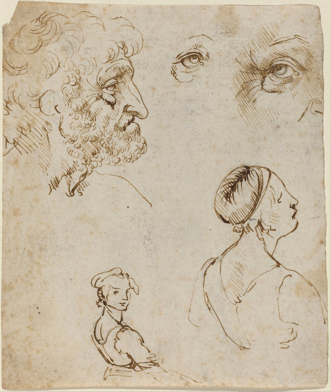 List studií (recto) od Leonardo da Vinci