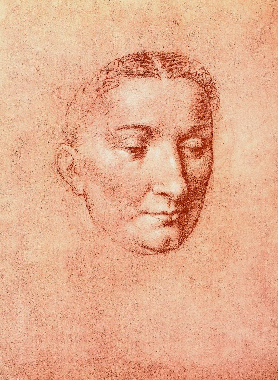 Studie k hlavě světce, kresba Leonarda da Vinci. Gallerie dell