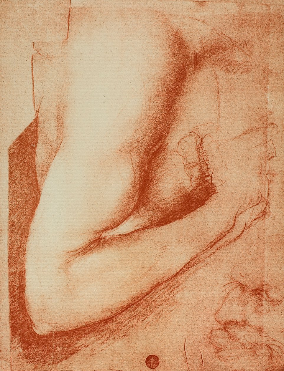 Studie paže, kresba Leonardo da Vinci. Gallerie dell
