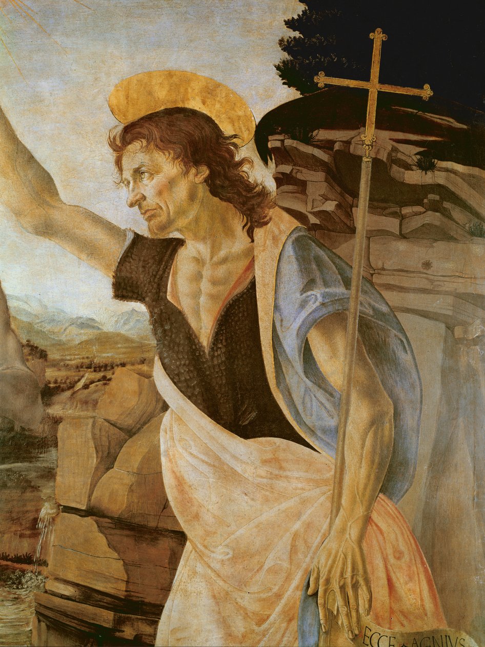 Křest Krista, detail svatého Jana Křtitele, 1470-80 od Leonardo da Vinci