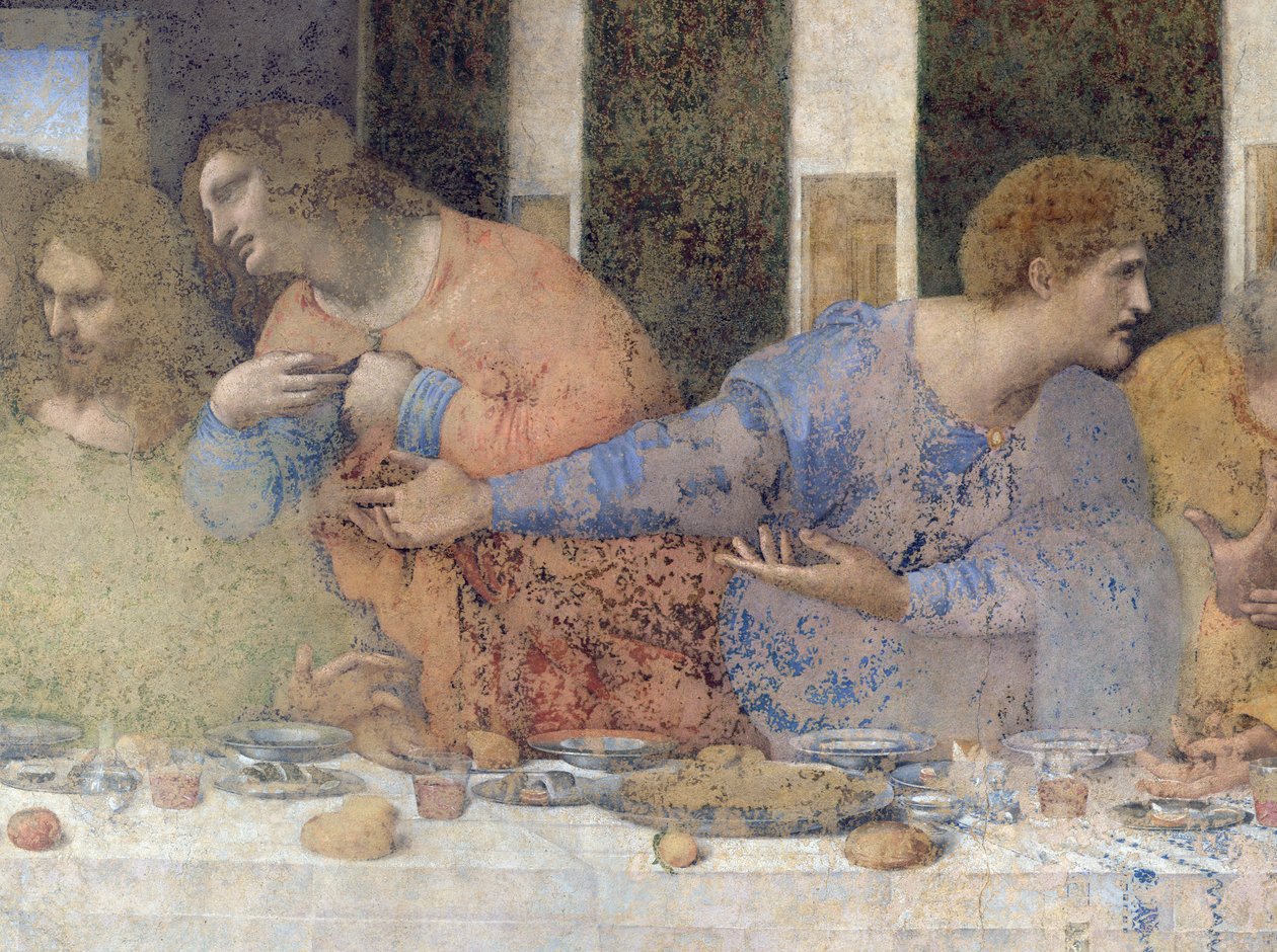 Poslední večeře, 1495-97 (po restaurování) (detail 227198) od Leonardo da Vinci