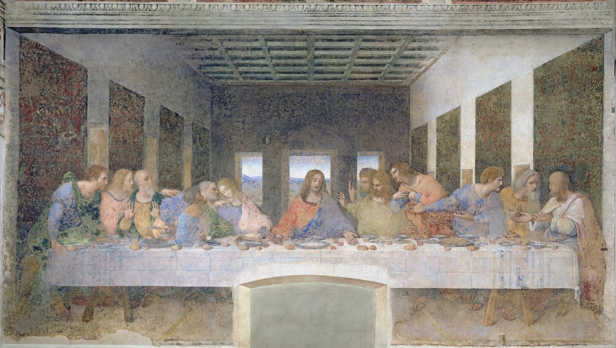 Poslední večeře, 1495-97 (po restaurování) od Leonardo da Vinci