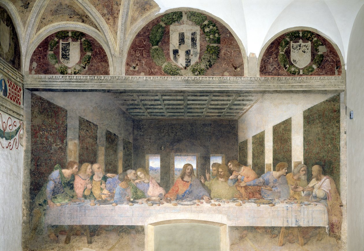 Poslední večeře, 1495-97 (po restaurování) od Leonardo da Vinci