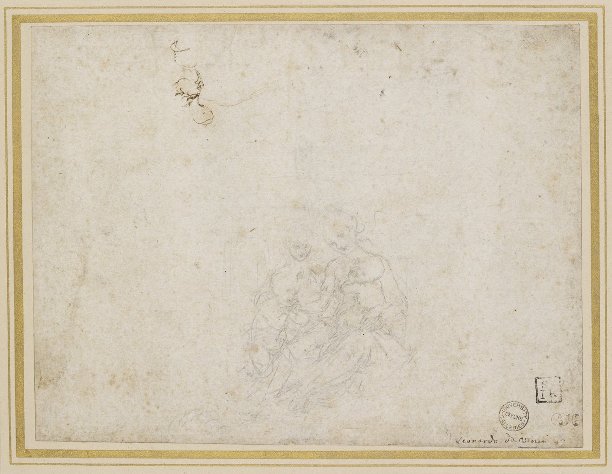 Zbožňovaná Panna Marie s dítětem (olověný hrot přes otisky pera na smetanovém papíře) od Leonardo da Vinci