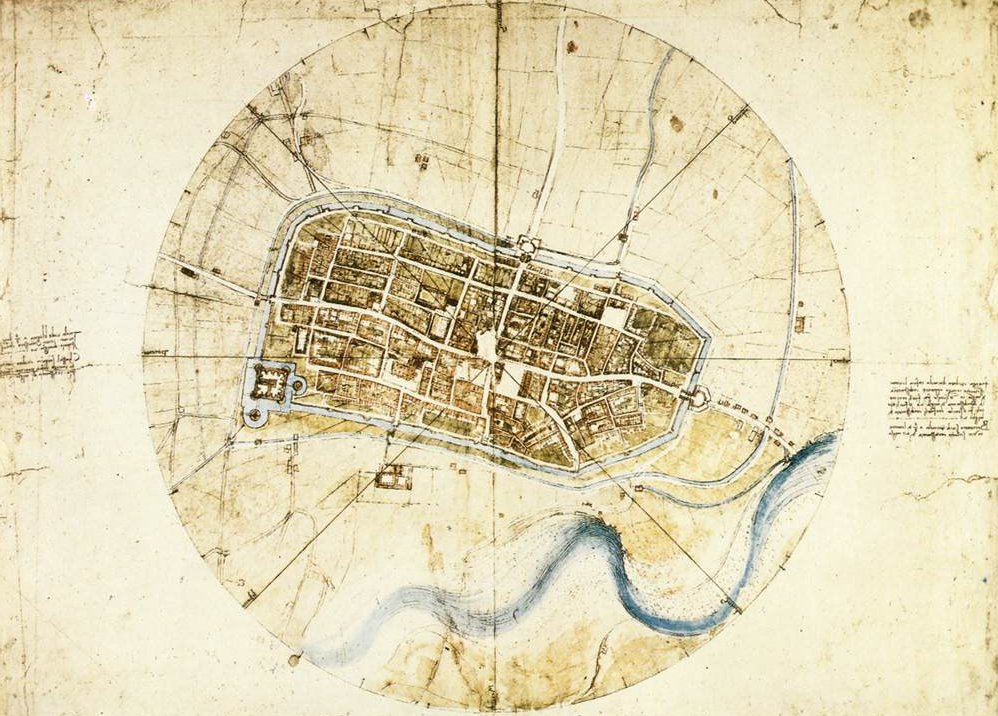 Plán města Imola od Leonardo da Vinci