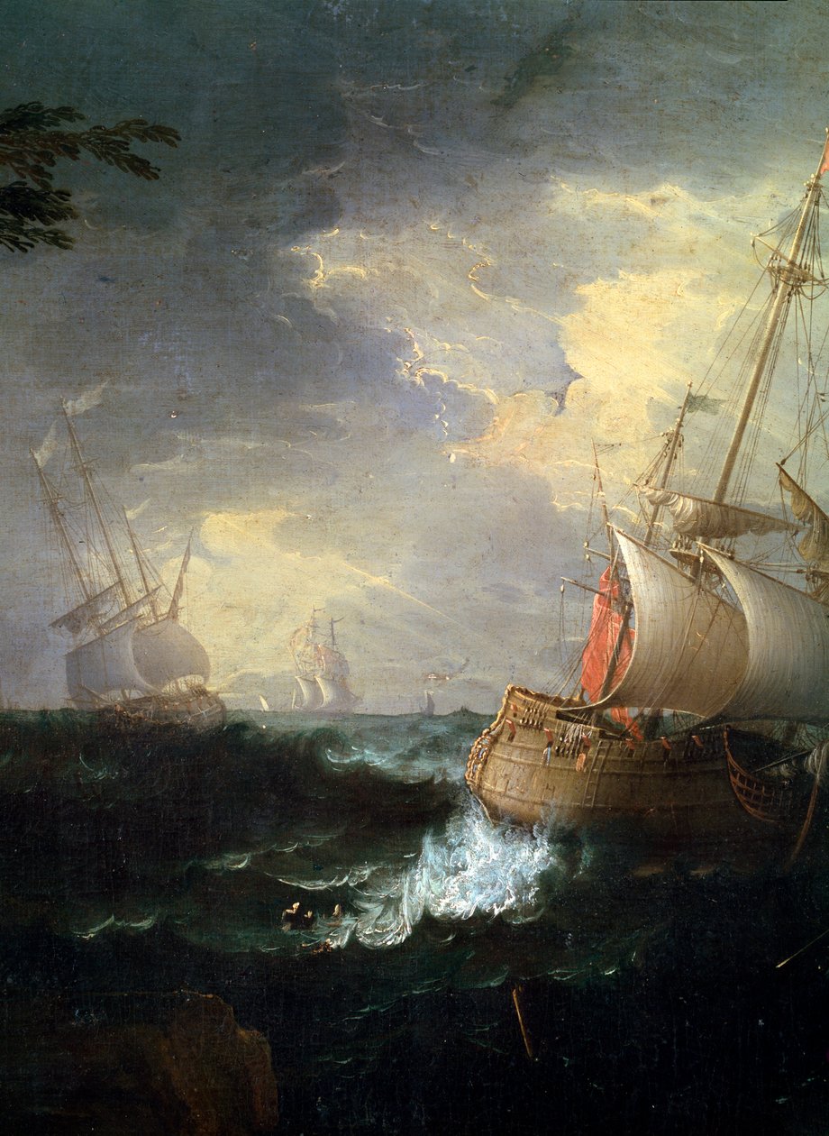 Bouřlivé moře, c1700-1750. Detail. od Leonardo Coccorante