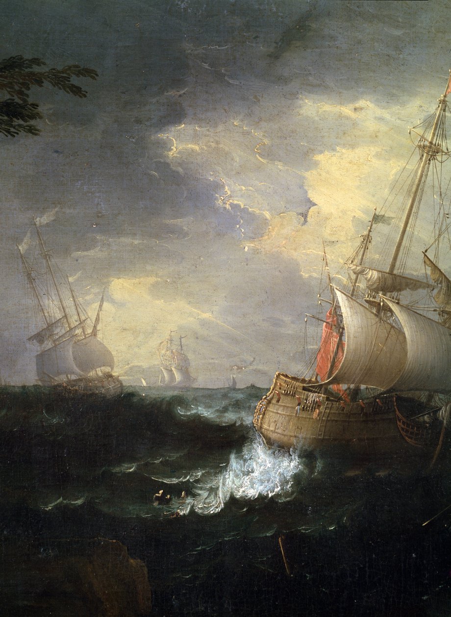 ""tempete en mer"" (Bouřlivé moře) Detail. Peinture de Leonardo Coccorante (1680-1750) 18eme siecle Musee des Beaux Arts de Mikalojus Konstantinas Ciurlionis, Kaunas, Litva od Leonardo Coccorante