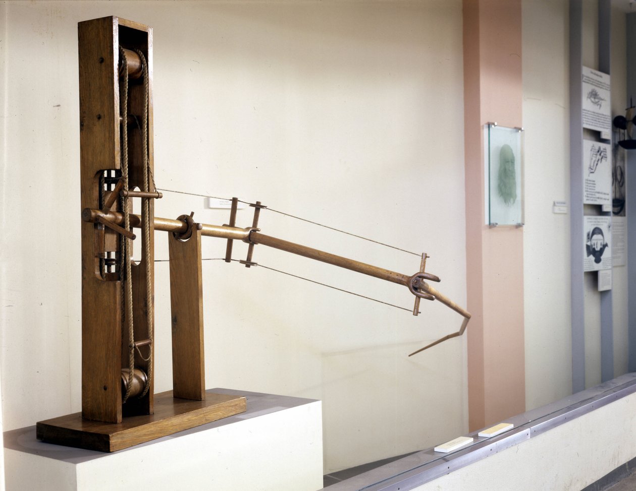 Křídlo s proměnným sklonem, model podle kresby Leonarda da Vinci (Leonardo da Vinci). Muzeum vědy a techniky, Milán. od Leonardo da (after) Vinci