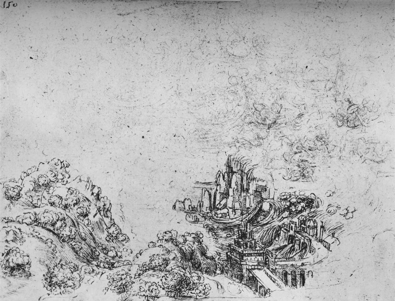 A Flood Breaking In A Valley, c1480 1945 od Leonardo da Vinci