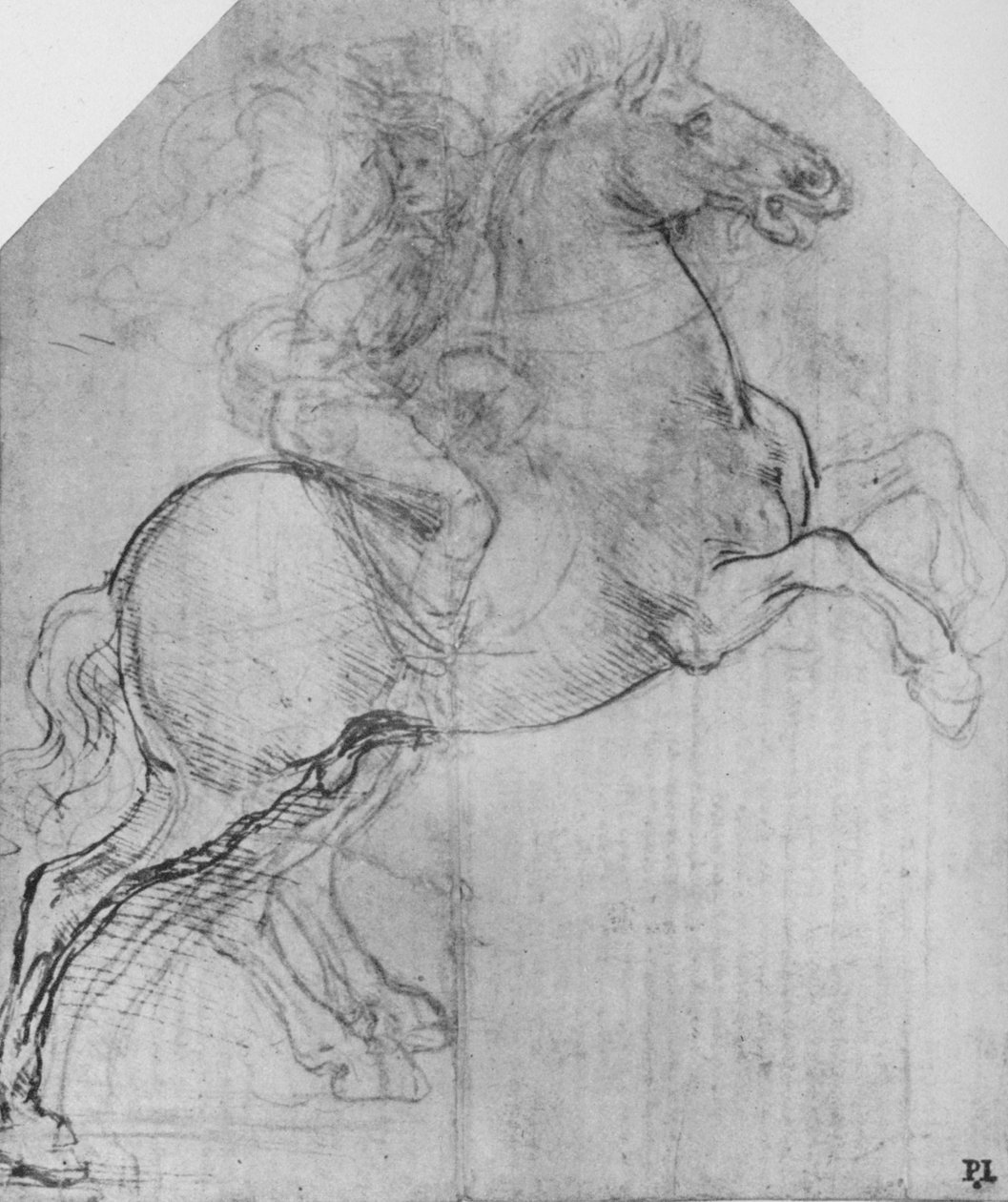 Jezdec na chovném koni, c1480 1945 od Leonardo da Vinci