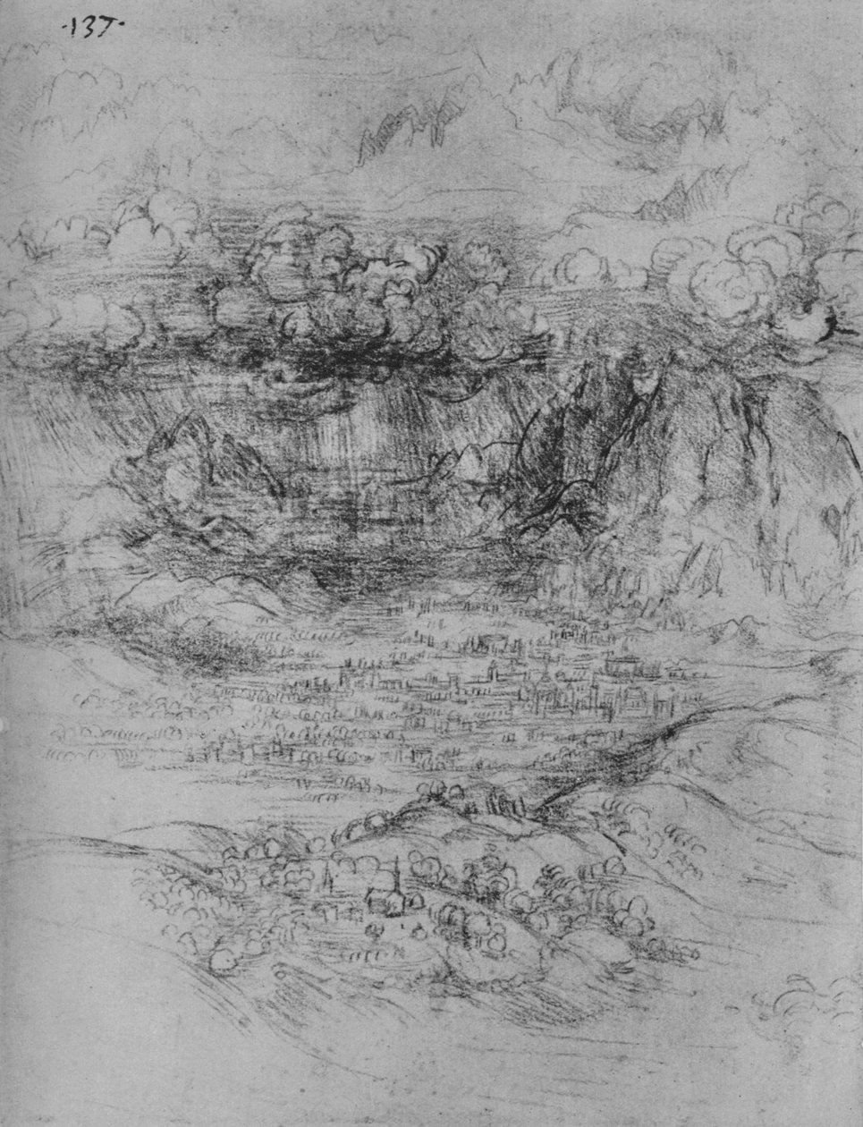 Bouře nad alpským údolím, c1480 1945 od Leonardo da Vinci