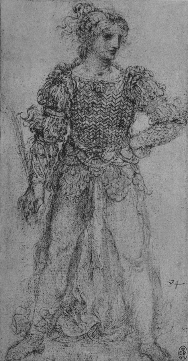 Žena nosící živůtek z prokládaných stuh, c1480 1945 od Leonardo da Vinci