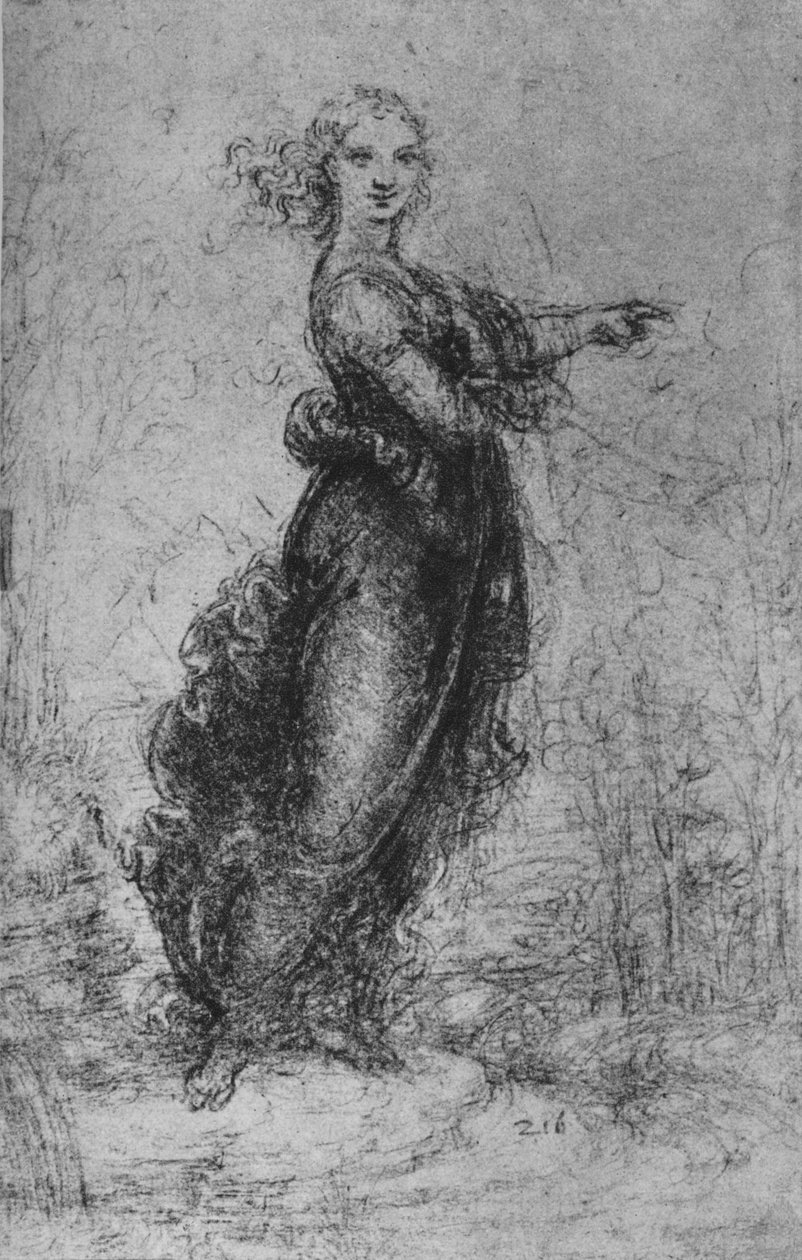 A Young Woman Pointing, c1480 1945 od Leonardo da Vinci