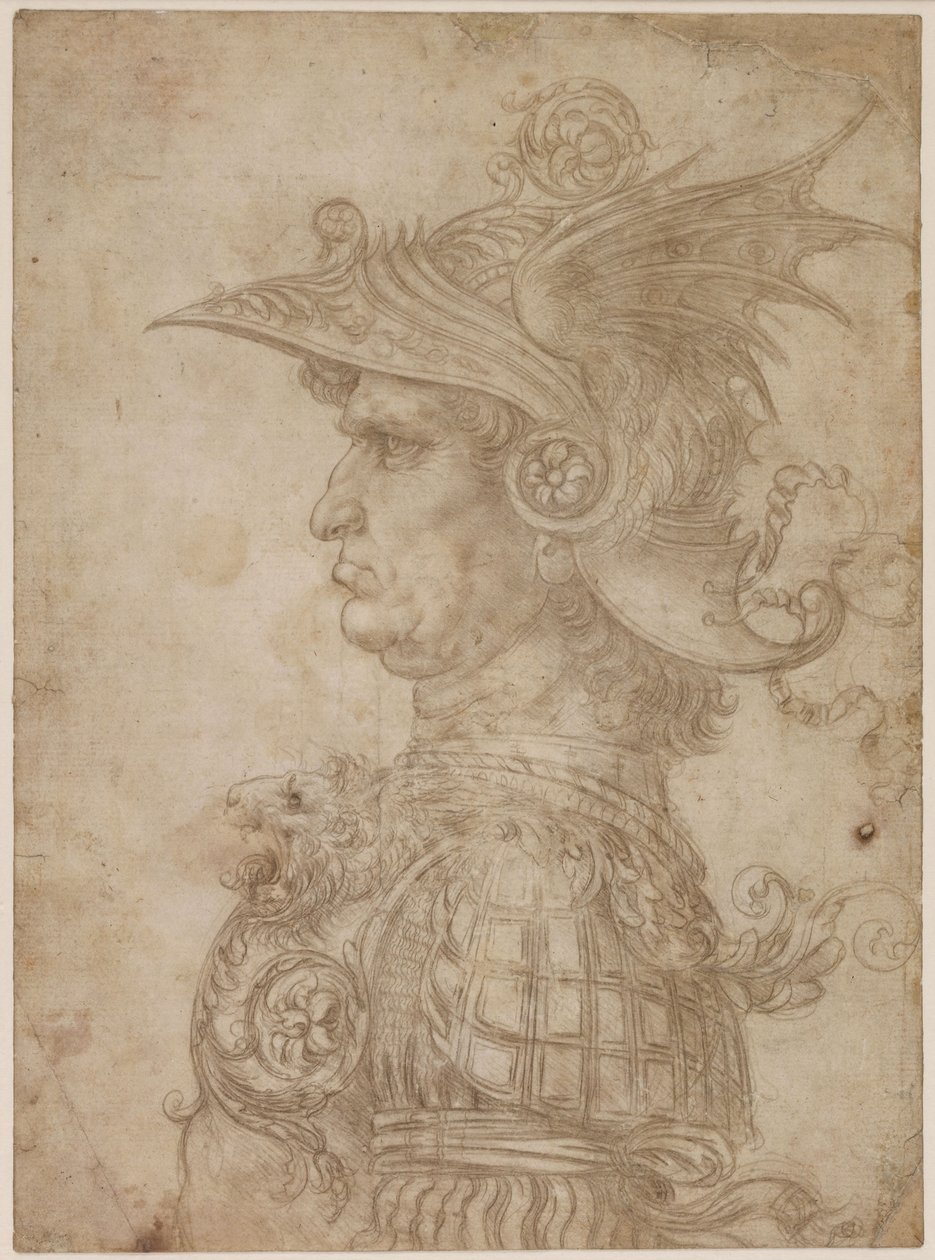 Busta válečníka z profilu vlevo, 1475-1480. od Leonardo da Vinci