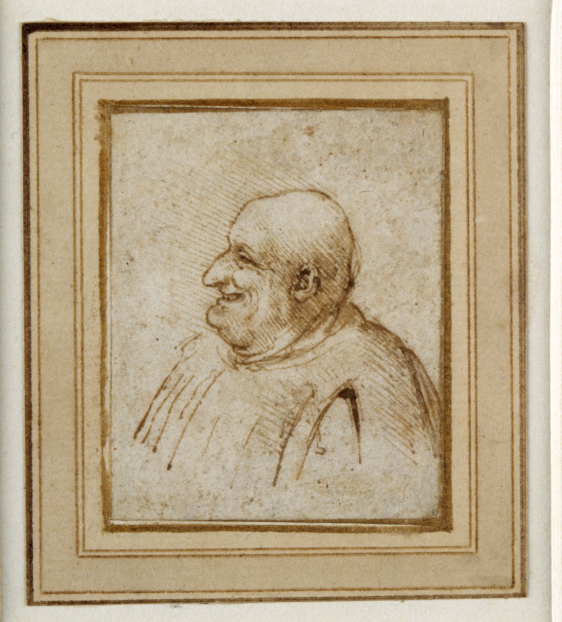Karikatura (pero a inkoust na papíře) od Leonardo da Vinci
