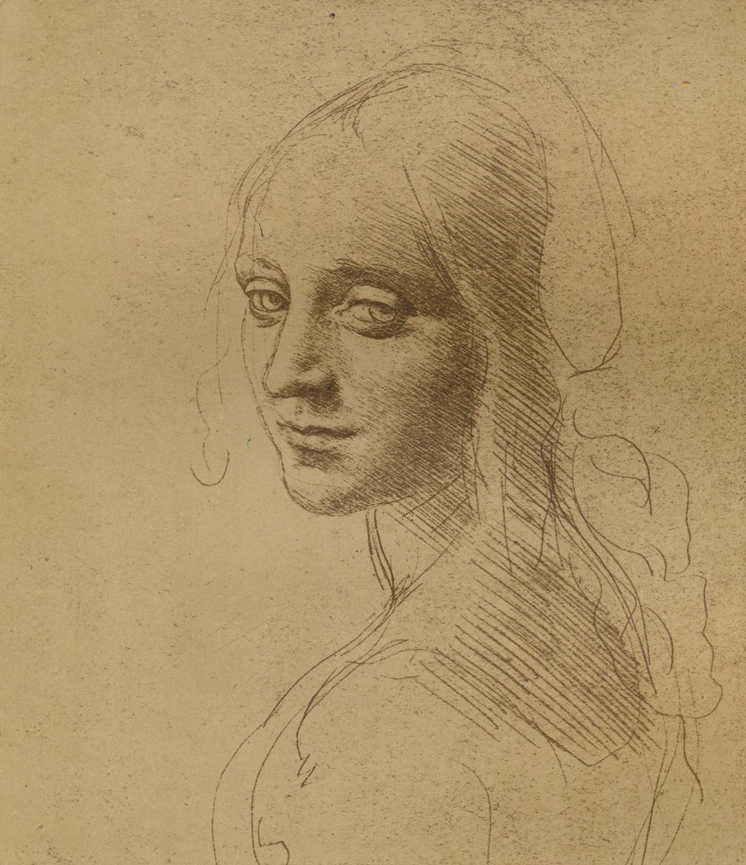 Ženská hlava, c1472-c1519 1883, od Leonardo da Vinci