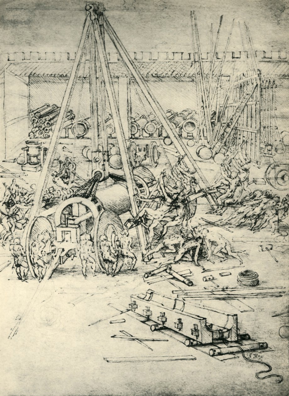 Scéna v arzenálu, c1485-1490, 1943. od Leonardo da Vinci