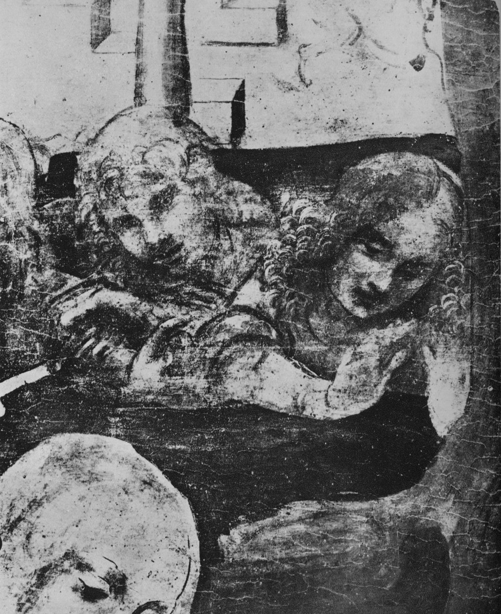 Klanění tří králů - Andělé za Pannou, c1481 1945 od Leonardo da Vinci