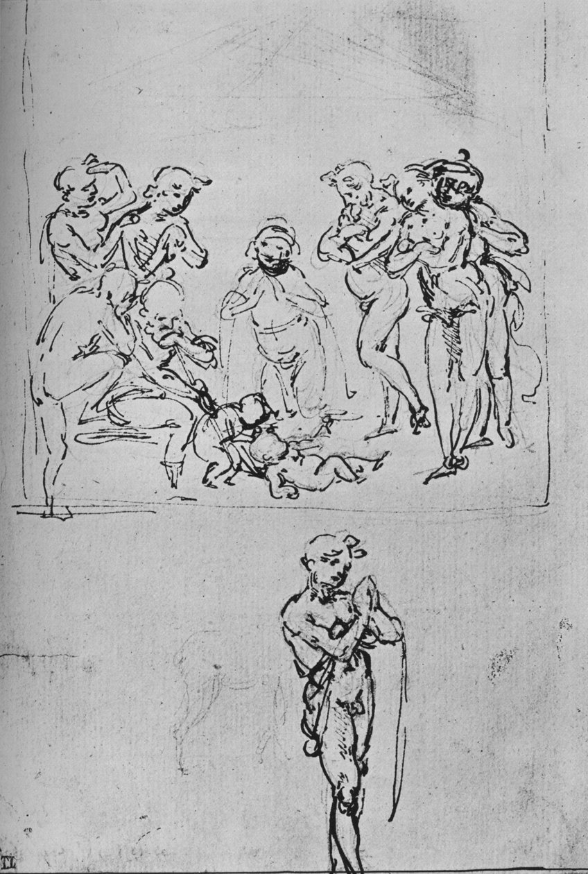 Klanění pastýře a samostatné studium pastýře, c1480 1945 od Leonardo da Vinci
