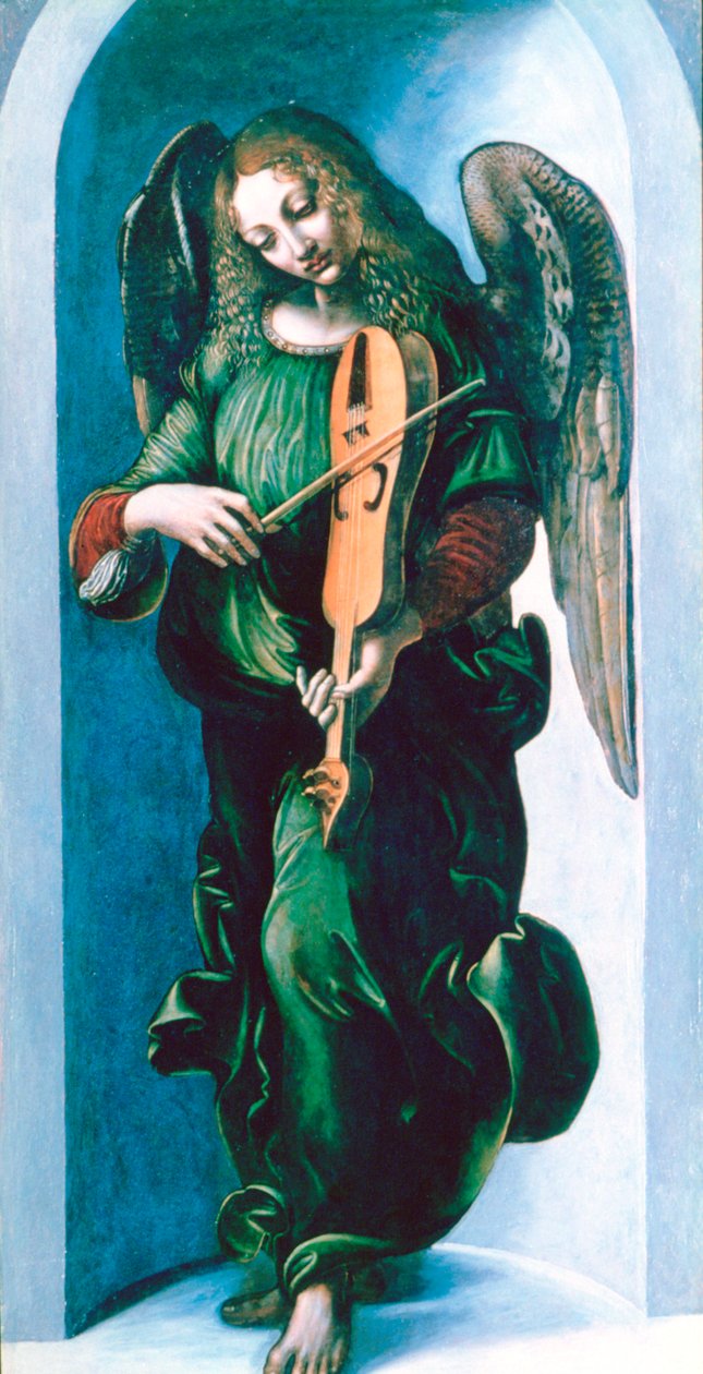Anděl v zeleném s Vielle, c1500 od Leonardo da Vinci