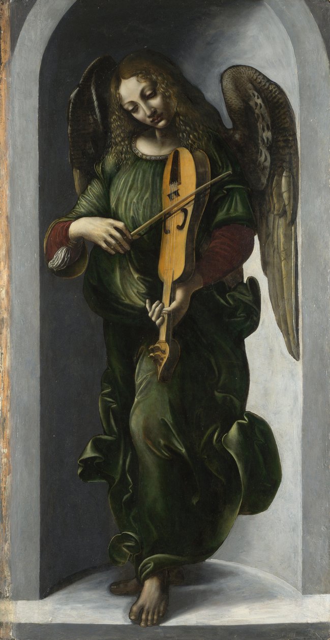 Anděl v zeleném s Vielle, c. 1490-1499 od Leonardo da Vinci,