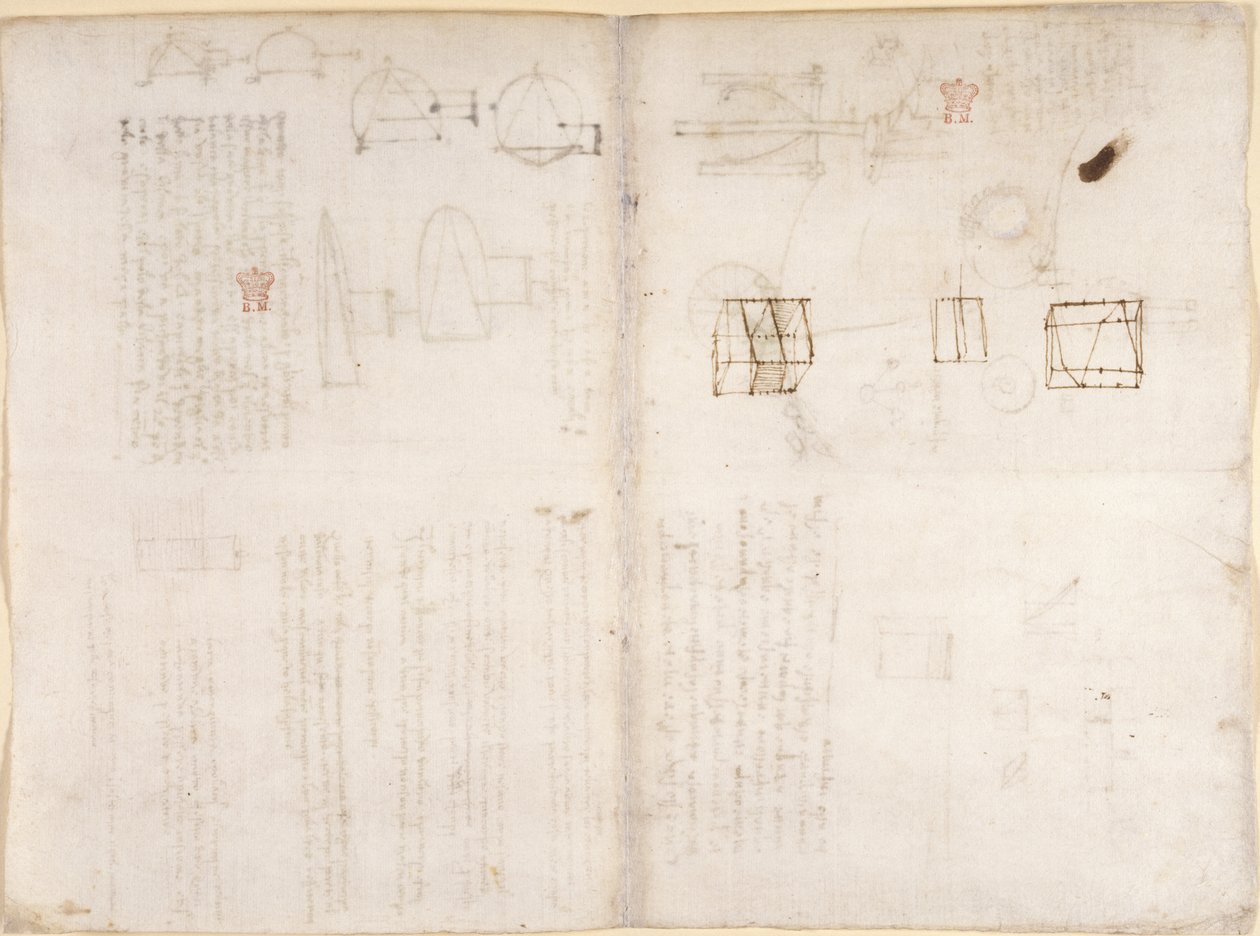 Arundel 263, f.130v, f.133 Prázdná stránka s diagramy, z 