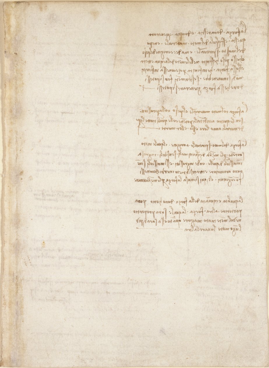 Arundel 263, f.151, poznámky Leonarda da Vinciho z 